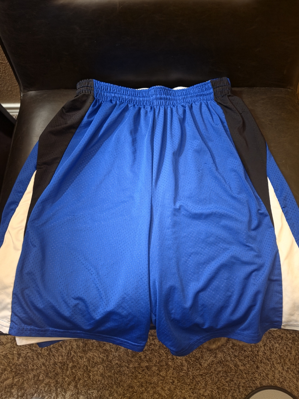High Five Men's Athletic Mesh Shorts in Blue, Black, and White Colorblock Sz M